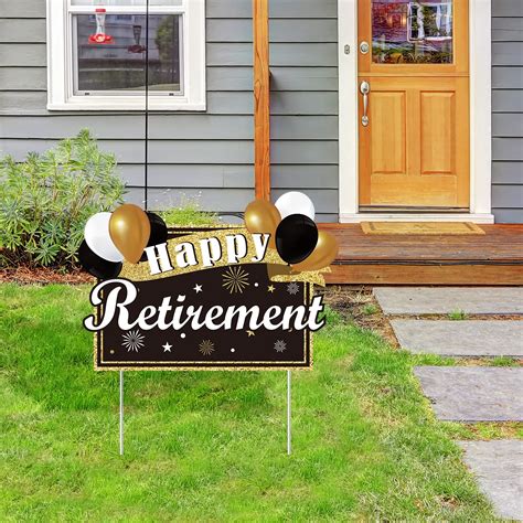 Happy Retirement Sign And Flair Gold Yard Cards F357hs Agrohortipb