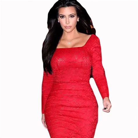 2014 Autumn Winter Women Sexy Kim Kardashian Dress Bodycon Bandage