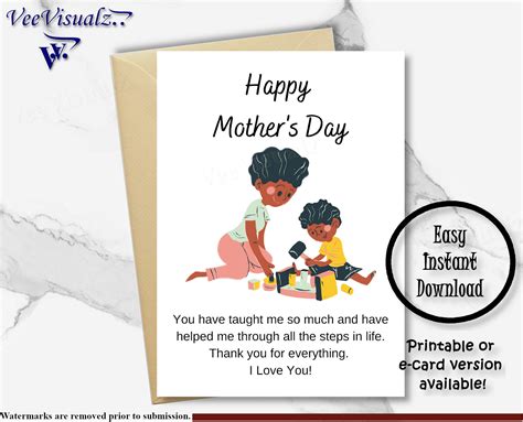 African American Mothers Day Card Mothers Day T Etsy Uk