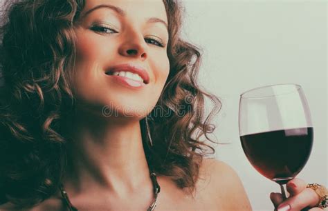 beautiful woman with glass red wine stock image image of elegance fingers 84607349