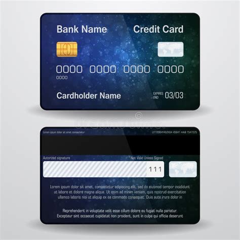 Detailed Realistic Vector Credit Card Front And Back Side Stock Vector