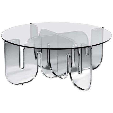 Modern Coffee Table Minimalist Flat Pack Center Table In Chrome Clear