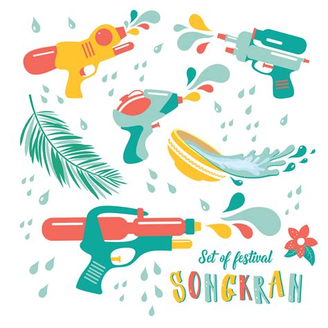 Water Gun Set Of Songkran Festival In Thailand 3705677 Vector Art At Vecteezy