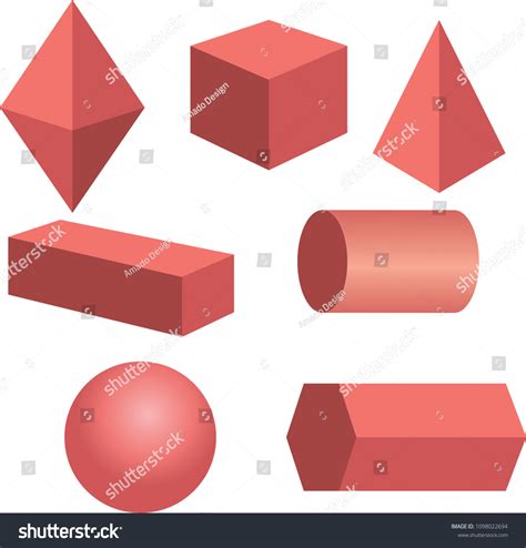 Basic 3d Geometric Shapes Isolated Background Stock Vector Royalty