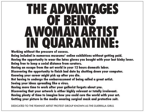 Linternationale The Advantages Of Being A Woman Artist In Quarantine