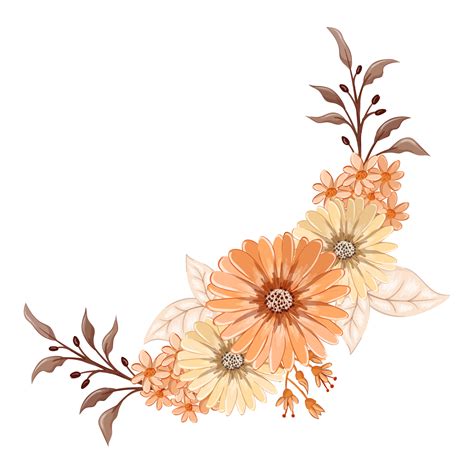 Orange Flower Arrangement With Watercolor Style 15741147 Png