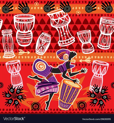 Dancing Woman On Ethnic Background With African Vector Image