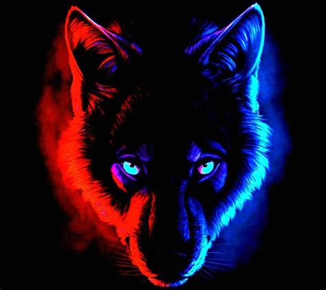 Red Wolf With Blue Eyes