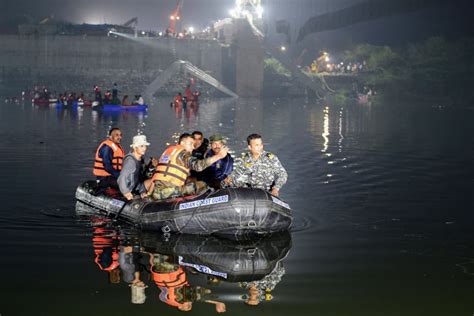 India Bridge Collapse Death Toll Rises To 134 With 9 People Arrested
