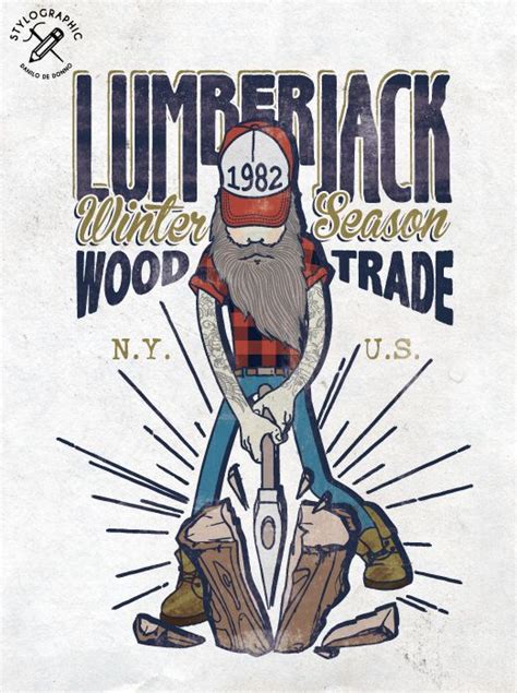 Lumberjack On Behance Lumberjack Illustration Linoleum Block Printing