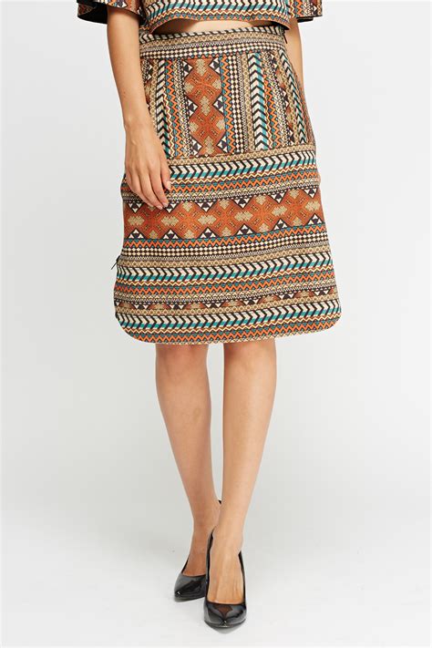 Aztec Printed Front Skirt Just 6