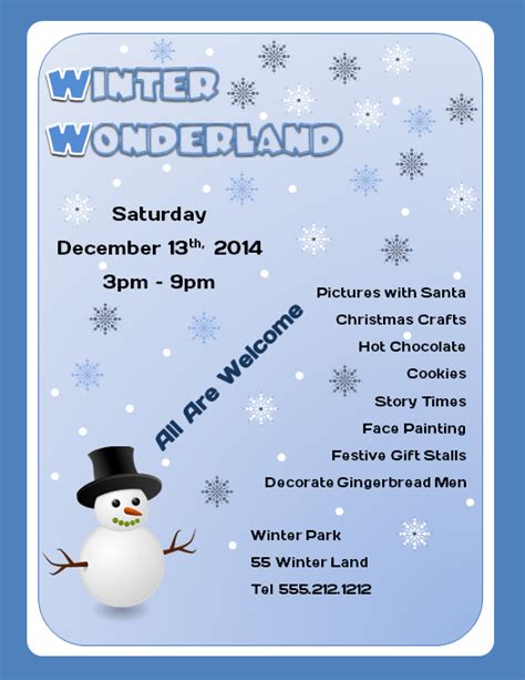 Free Winter Wonderland Microsoft Word Flyer Template