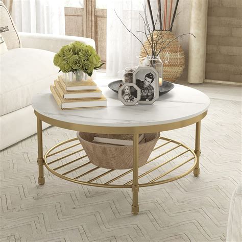 Buy Round Coffee Table For Living Room 2 Tier Modern Coffee Table With