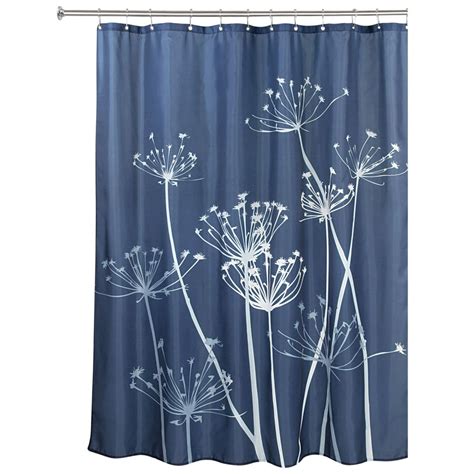 Interdesign Thistle Fabric Shower Curtain Standard 72 X 72 Navy