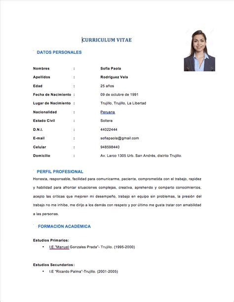 0 ratings0% found this document useful (0 votes). Modelo De Curriculum Vitae Simple Peru - Modelo de ...