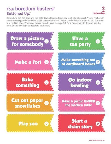 Boredombusterspage1 Use This Free Printable To Create A Boredom