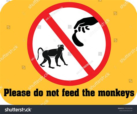 Please Do Not Feed Monkeys เวกเตอร์สต็อก ปลอดค่าลิขสิทธิ์ 1791293789