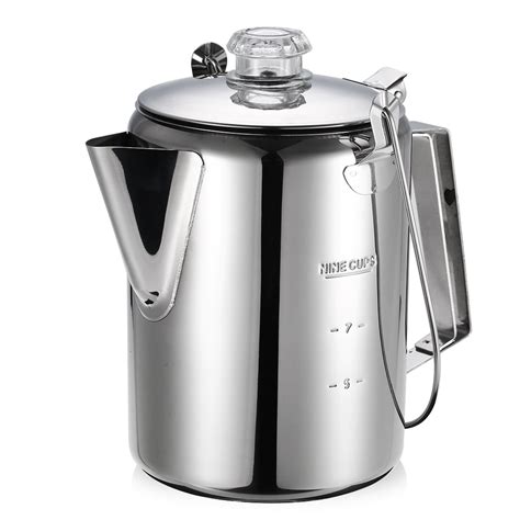 Camping Coffee Pot And Cups Stansport Stainless Steel Percolator