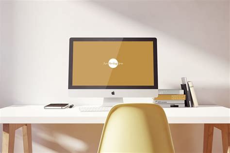 Free Imac Pro On Designer Table Mockup Psd Imac Imac Desk Setup