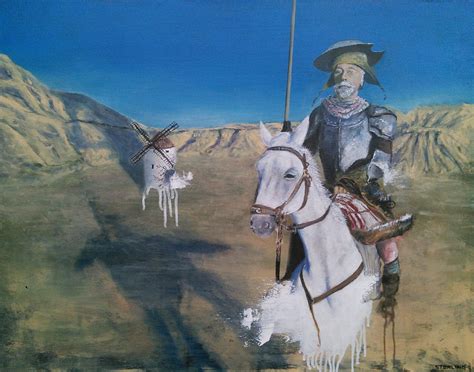 Don Quixote Oil And Spray Paint On Canvas 22x28in Rart