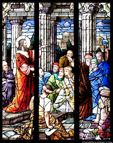 Jesus Teaching In The Temple Religious Stained Glass Window