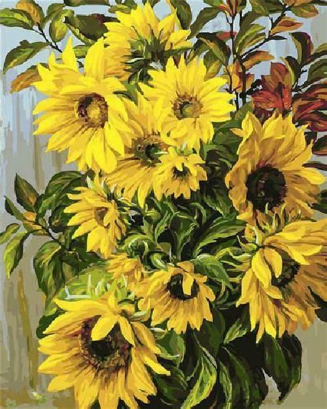 Sunflower Paint By Number Kit Diy Acrylic Oil Painting On Canvas Art