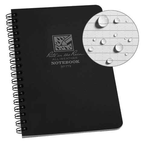 Rite In The Rain Weatherproof Side Spiral Notebook 4625 X 7 Black