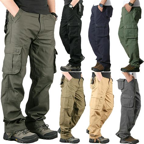 Mens Combat Tactical Cargo Forces Work Army Pants Military Camo