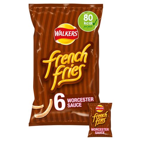 Walkers French Fries Worcester Sauce Multipack Snacks Crisps 6x18g We