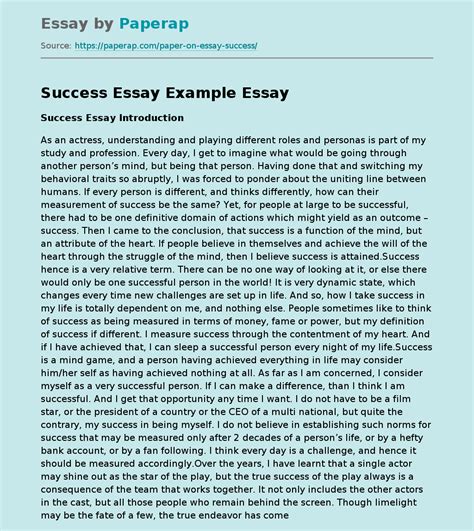 Success Essay Example Free Essay Example