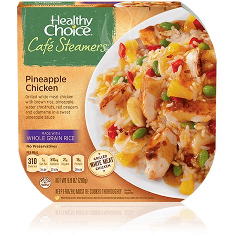 This includes the bell peppers, pineapple, onion, and chicken. Pineapple Chicken | Healthy choice cafe steamers, Healthy ...