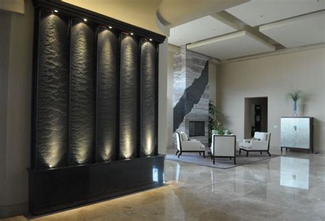 These remain a common indoor water feature because they don't take up any floor space, yet they add a relaxing bubbling sound and attractive visuals.wall fountains. 10 Rooms with an Indoor Water Feature