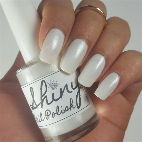 white pearl shimmery nail polish lacquer 5 free handmade indie etsy cute nail polish nail