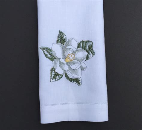 Southern Magnolia Guest Towel Linen Cotton Towel Magnolia Etsy