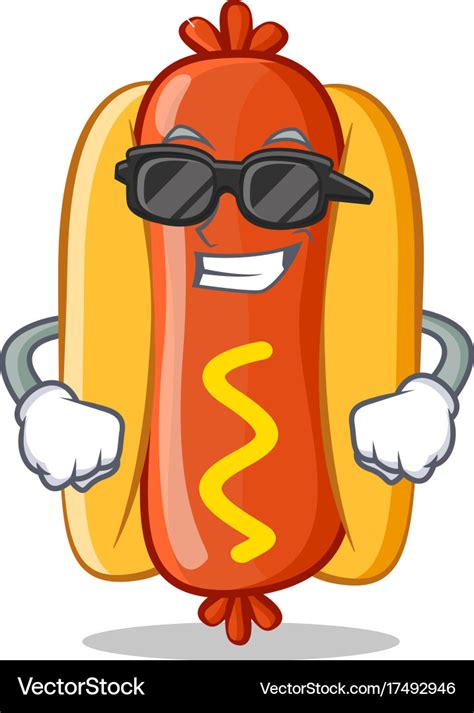 Super Cool Hot Dog Cartoon Character Royalty Free Vector