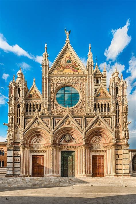 Facade Of The Gothic Cathedral Of Siena Tuscany Italy Stock Photo