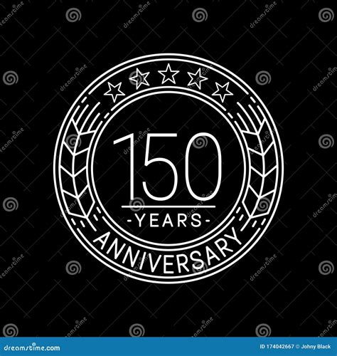 150 Years Anniversary Celebration Logo Template 150th Line Art Vector