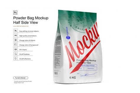 Simple to change the color of different parts and add your design. Premium PSD | Powder bag mockup half side view 6kg