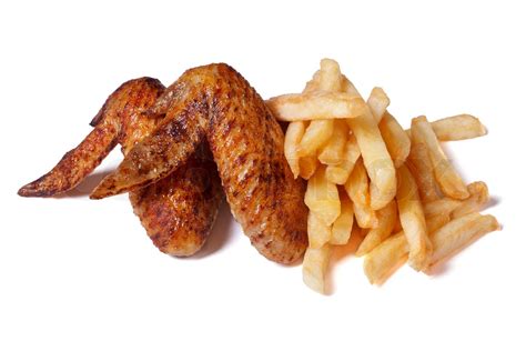 Fried Chicken Wings And French Fries Isolated Stock Image Colourbox