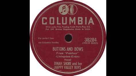 Columbia Buttons And Bows Dinah Shore And Her Happy Valley Babes YouTube