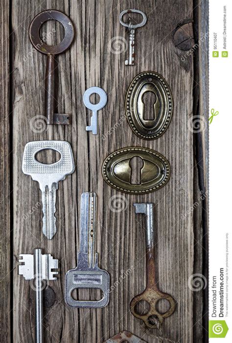 Set Of Vintage Keys And Keyholes Stock Image Image Of Backdrop Found