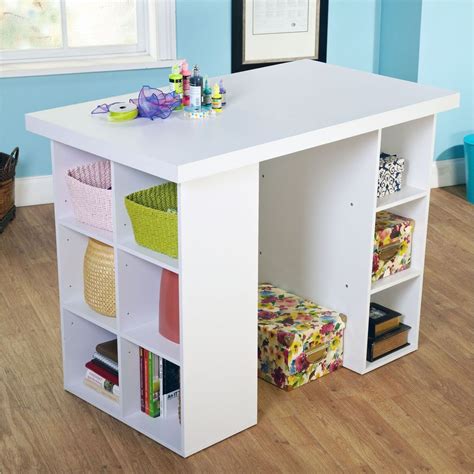 White Counter Height Craft Table Computer Office Home Furniture Table