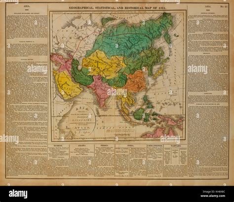 Geographical Statistical And Historical Map Of Asia 1820 Stock Photo