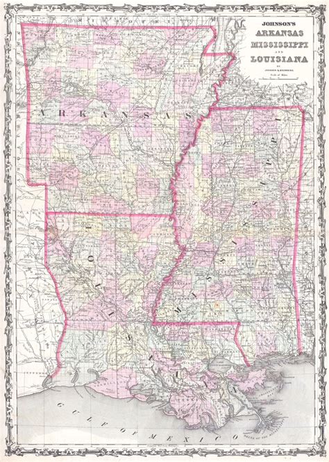 File1861 Johnson Map Of Mississippi Louisiana Arkansas