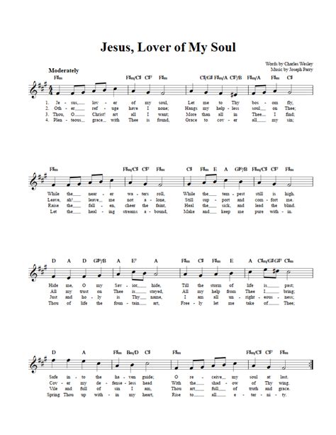 Jesus Lover Of My Soul B Flat Instrument Sheet Music Lead Sheet With