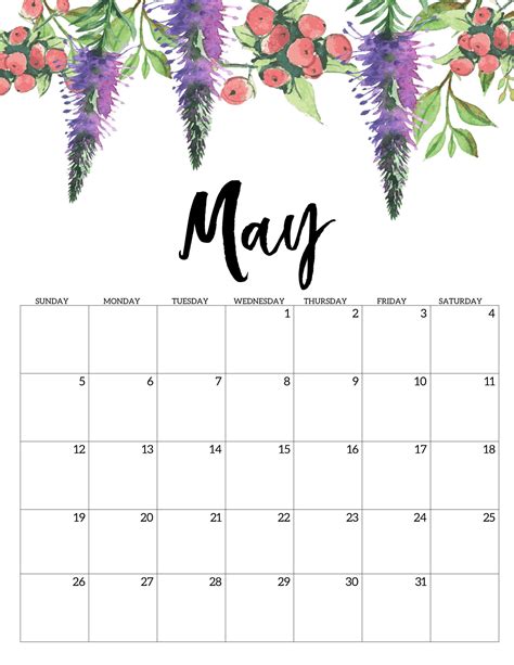 20 May Calendar 2021 Cute Free Download Printable Calendar Templates ️