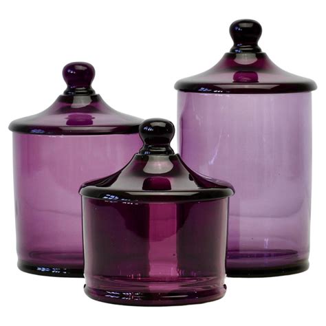 Cenedese Rare Vintage Set Of Purple Glass Apothecary Lidded Jars Murano Italy For Sale At 1stdibs