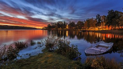 Image Sweden Nature Sunrises And Sunsets Boats Rivers