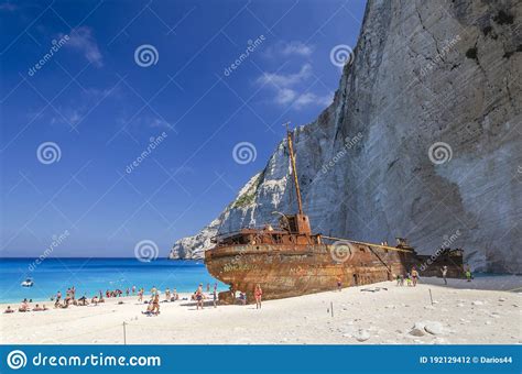 Picturesque Navagio Sandy Beach With Famous Shipwreck It Is Situated