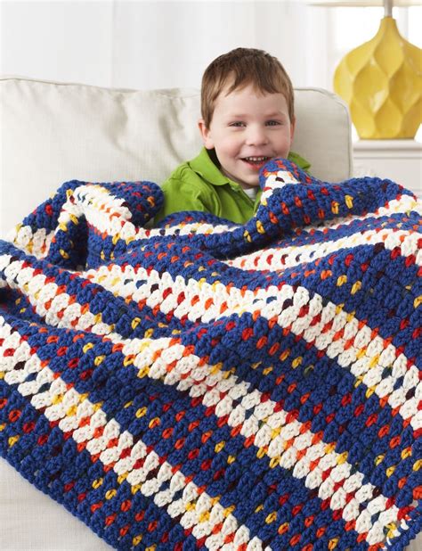 Yarnspirations Com Bernat Woven Look Striped Blanket Patterns